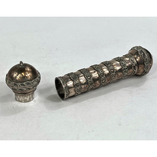 759B - A Middle Eastern white metal scroll/letter holder, unmarked, 1.8oz.