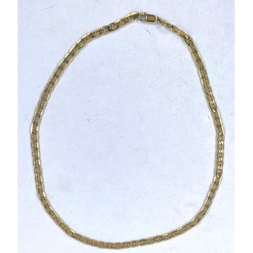 690 - A yellow metal necklace of flattened curb links, stamped '375', 11.2gm