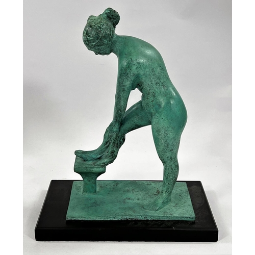 201 - William Charles Bailey (1923-1998) female figure undressing with her foot on a stool, patinated bron... 