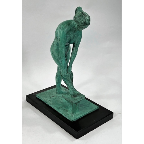 201 - William Charles Bailey (1923-1998) female figure undressing with her foot on a stool, patinated bron... 