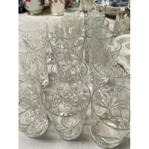 553 - A set of 6 hock glasses; a collection of drinking glasses