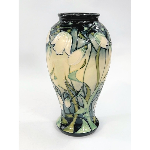 437 - A modern Moorcroft inverted baluster vase 'Nivalis' pattern, decorated with snowdrops against an ivo... 