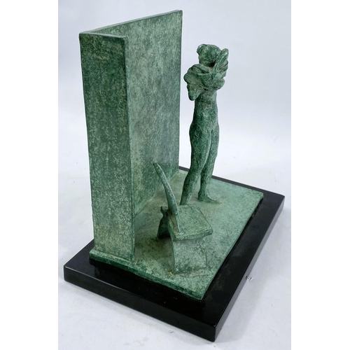 202a - William Charles Bailey (1923-1998) female figure undressing in a room with chair, patinated bronze s... 