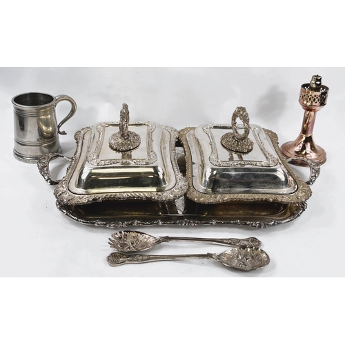 604C - A pair of silver plated entree dishes etc