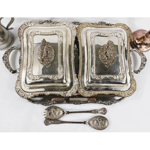 604C - A pair of silver plated entree dishes etc