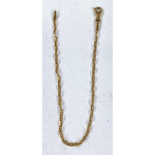 613 - A 9 carat gold small chain, 1.6gms; a locket, gilt and a yellow metal dress ring with with three sto... 