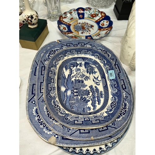 503 - A selection of meat plates and an Imari plaque