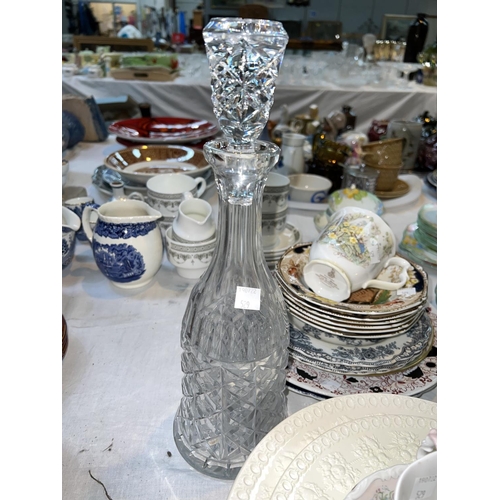 529 - A selection of decorative plates etc; a cut glass decanterNo bids sold with next lot