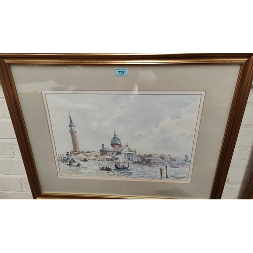 775 - 20th Century:  Grand Canal Venice, watercolour, signed indistinctly, 32 x 46 c, framed and glaz... 