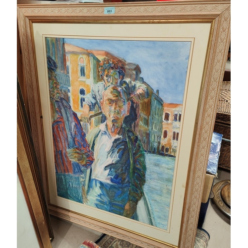 803 - Hans Schwarz, 1922-2003:  Impressionistic scene in Venice, man in a gondola, watercolour, signed, 74... 