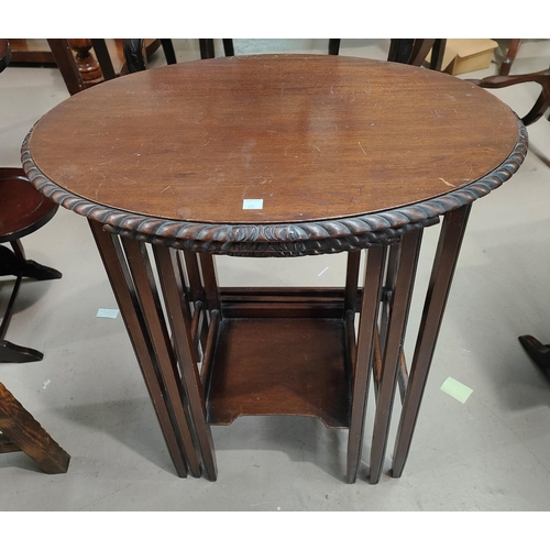 979 - A nest  of 3 oval mahogany period style occasional tables with gadrooned bordersNo bids sold with ne... 