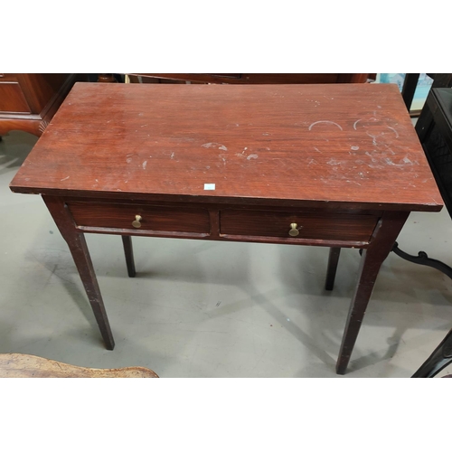 981 - An Edwardian mahogany fold over card table with 2 frieze drawers