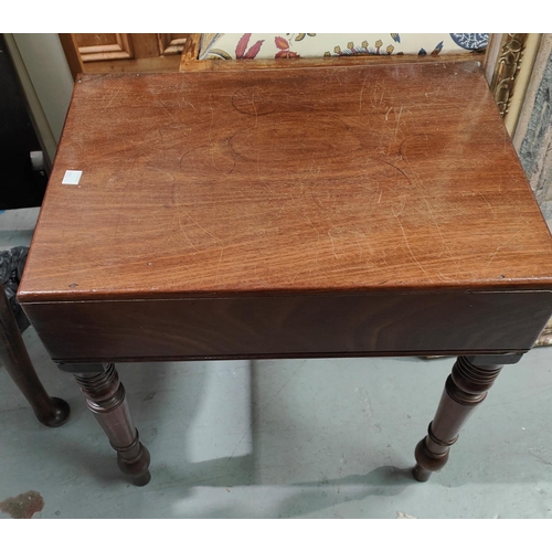 985 - A Victorian mahogany bidet stool / work table and a circular walnut coffee table