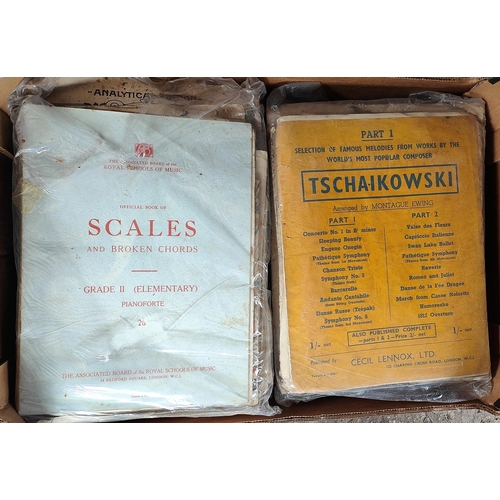 242A - A large collection of vintage sheet music for Cello etc and books on music