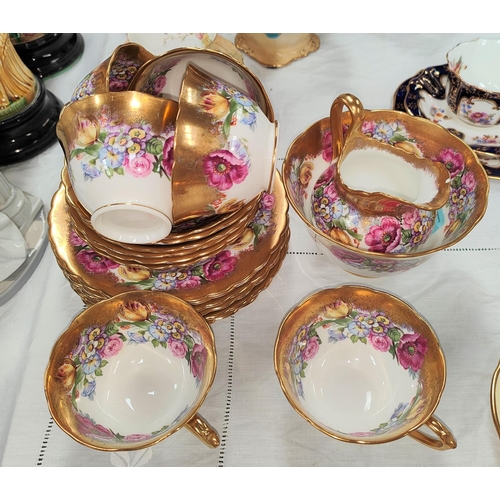 596 - A Royal Chelsea style bone china, Pink Poppy part tea service of 20 pieces, pattern no 5160, 6 cups,... 