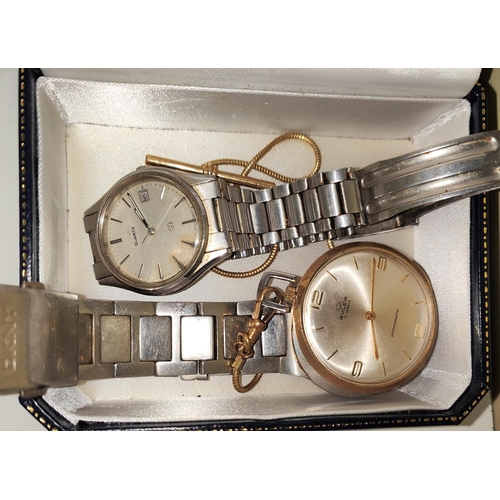 604E - A Seiko Quartz wristwatch, A Bulova pocket watch etc