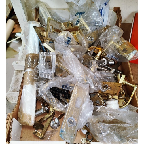 80 - A selection of brass door fittings, handles etc