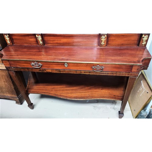 977 - A French Empire Style Side Table with Vitrine Cabinet, applied ormolu mounts and inlaid brass frieze... 