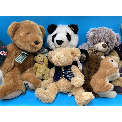 301a - A Steiff Panda and a box of mixed teddy bears