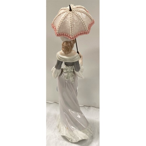 498 - 2 large Lladro groups, girl with parasol, ht. 32cm and girl in 1930's dress, ht. 34cm