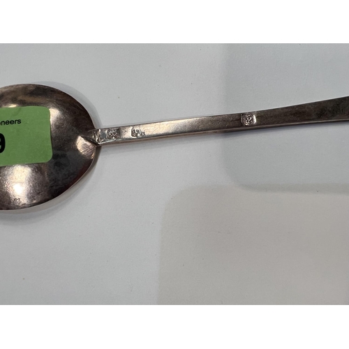 759 - A silver Puritan / slip top spoon circa 1660's, wide bowl with tapering stem, lion head marks to bow... 