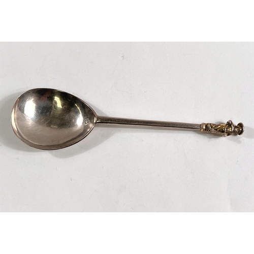 774 - An early 17th century silver apostle spoon with gilt apostle finial London 1603 maker's mark double ... 