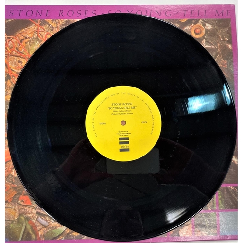 448 - THE STONE ROSES - SO YOUNG/TELL ME, Thin Line THIN 001, 12 inch single, with FACTORY SAMPLE LABEL(Vi... 