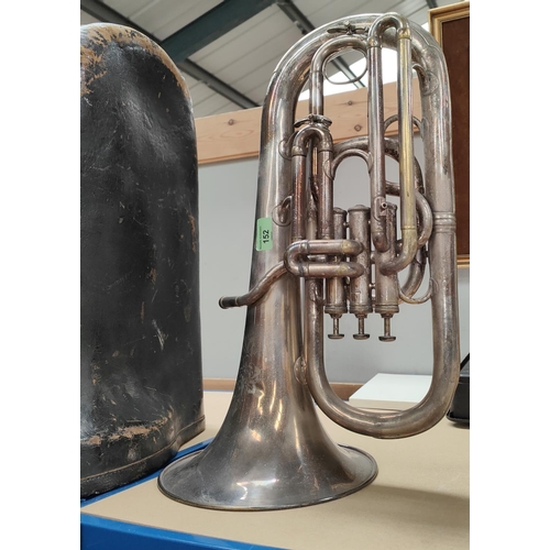 152 - A silver plated trumpet, boxed