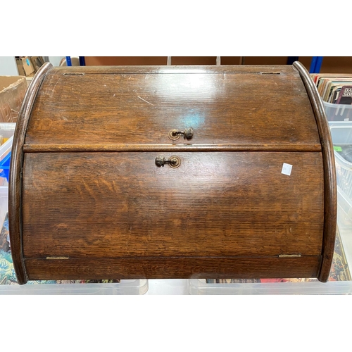 35 - An Edwardian mahogany fall front coal box; a slope front correspondence box, small wall cabinet etc