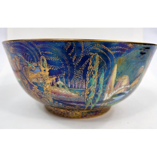 530 - A large Wedgwood Fairyland lustre Imperial style bowl, Poplar Tree pattern to exterior and Woodland ... 