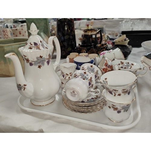 594C - A Royal Albert Lorraine 6 setting tea service with coffee pot, milk jug, sugar bowl etc