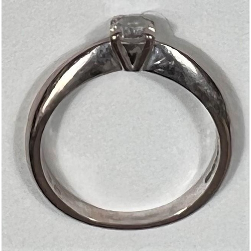 607 - An 18 carat hallmarked gold diamond solitaire ring, 3.7 gm, diamond 4 mm approx