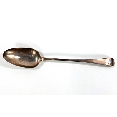 727 - A Georgian hallmarked silver basting spoon, Old English pattern, monogrammed, 1798, 3.5oz