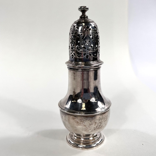 733 - An early Georgian hallmarked silver baluster sugar dredger, London 1726, height 13cm, maker Thos Bur... 