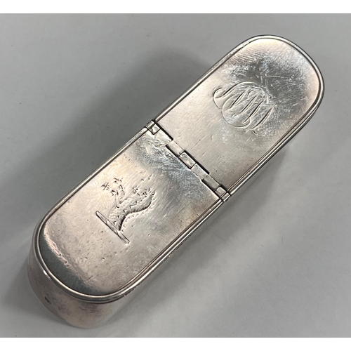 754 - An 18th century silver snuff box, double sided with 2 hinged top sections and gilded interior, drago... 