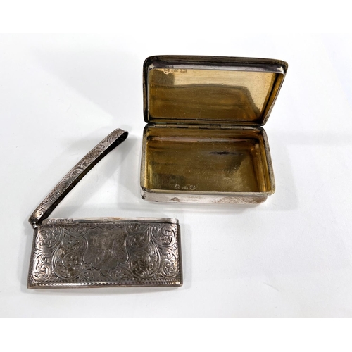 757 - A Georgian Silver snuff box hinged lid gilt interior with presentation inscription to John Shirran B... 