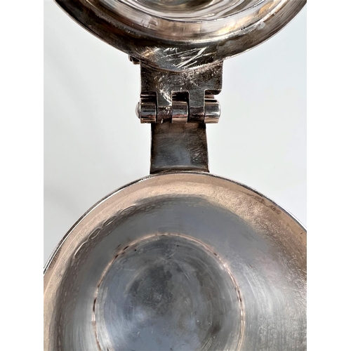 772 - An 18th century silver tankard with domed hinge lid, shaped handle with heart shaped scrolling termi... 