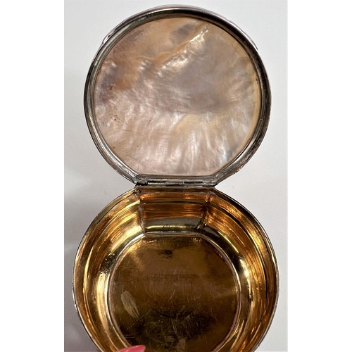 776 - A 19th century possibly French box with carved mother of pearl lid depicting Abraham and Isaac with ... 