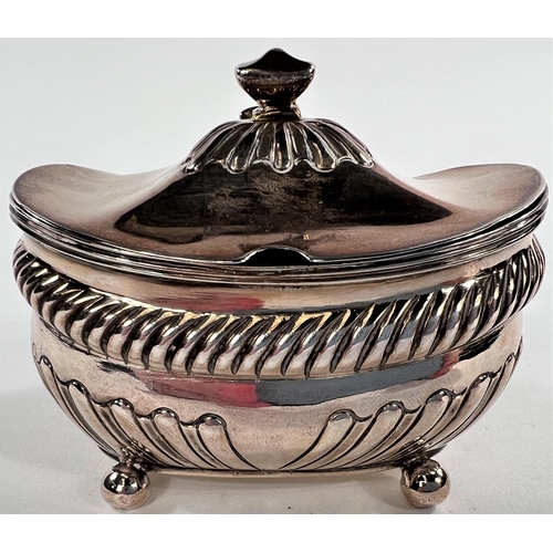 783 - A George III silver mustard pot, boat shaped, parcel gilt interior, gadrooned frieze, London, 1808, ... 