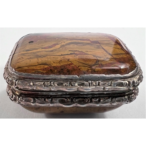 792 - An 18th century JACOBITE Scottish silver gilt vinaigrette inset polished agates to top and rounded b... 