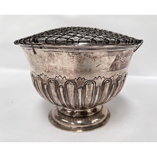 820 - A large silver rose bowl of typical form with domed pedestal foot, marks rubbed, probably London 189... 