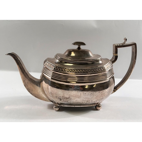 822 - An early 19th century Regency period boat shaped teapot, London, 1812, Crispin Fuller maker, 20.2oz,... 