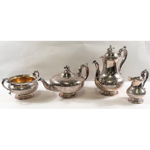 823 - PAUL STORR  and ROBERT HENNELL. An early 19th century matched 4 piece silver tea service of compress... 