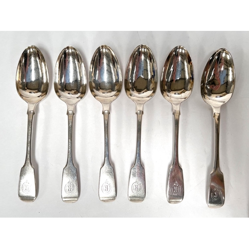 830C - Six crested early Victorian/late Georgian tablespoons by Mary Chawner, London circa 1838, 7.8oz