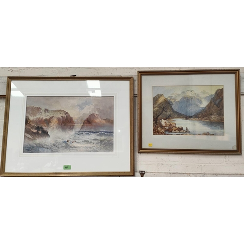 837 - Harry J Williams:  watercolour, dramatic seascape, signed and dated 1878, 30 x 47cm, framed; an... 