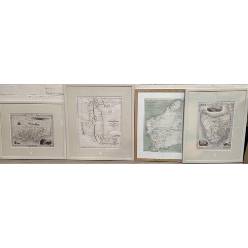 863 - Terres Antarctiques:  antique hand coloured map, 18 x 24cm; 7 framed engraved maps of Australia... 