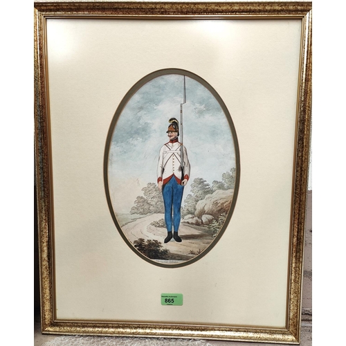 865 - 19th Century English School:  watercolour, Hungarian Infantry Officer, 32 x 21cm, oval mount, f... 