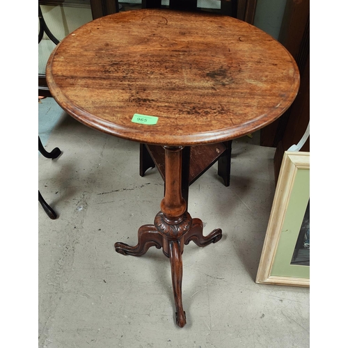 965 - An inlaid mahogany dressing mirror with 3 drawers below and a mahogany circular pedestal tale on thr... 