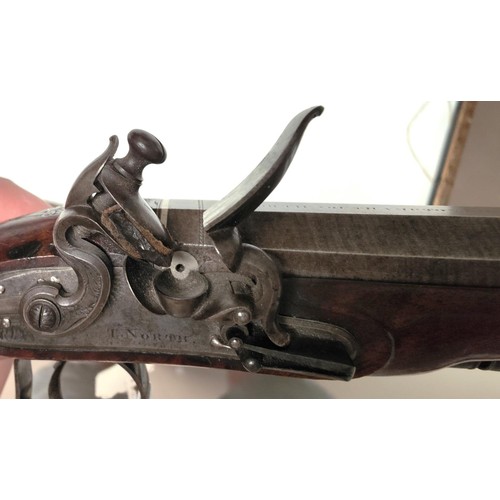 85 - A 19th century flintlock pocket pistol, muzzle loading with short octagonal barrel, engraved decorat... 