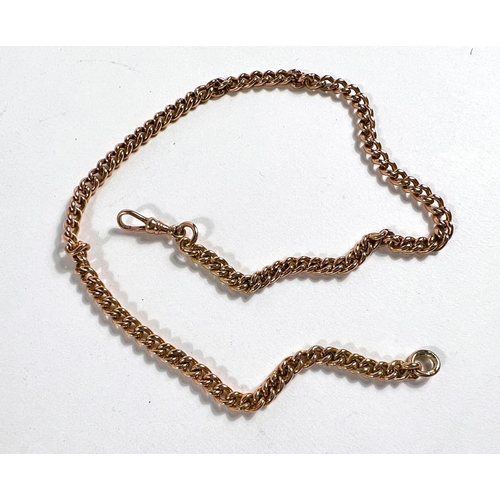 600 - A rose coloured yellow metal Albert chain stamped '375', 30.6gm